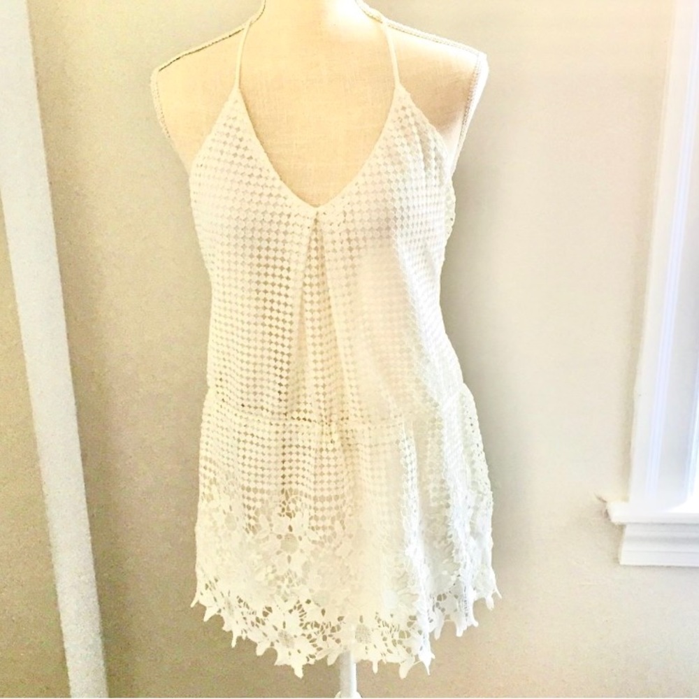 Astr The Label White Lace Spaghetti String Back M… - image 1